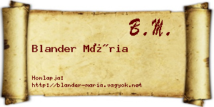 Blander Mária névjegykártya